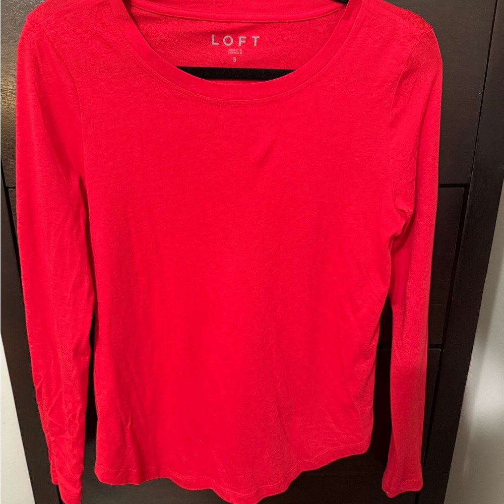 LOFT Bright Red Long Sleeve Tee